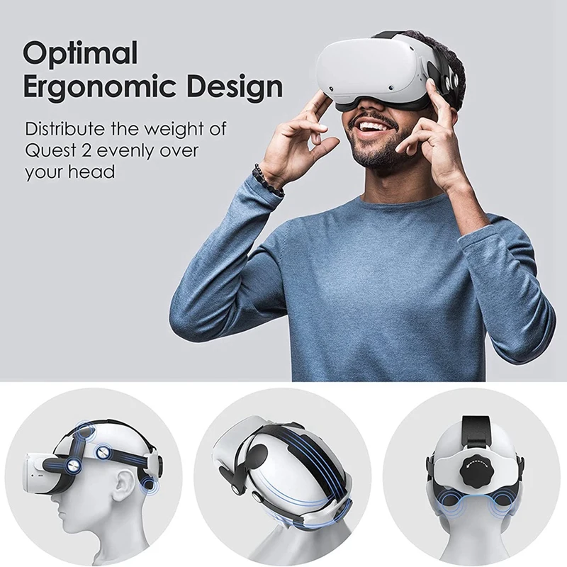 Adjustable Head Strap For Oculus Quest 2,Foam PU Surface, Lightweight VR Accessories Elite Strap For Adults And Child