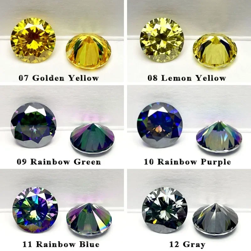 Moissanit-Steine, runder Schliff, Regenbogen-Grün, 3,0 mm-11 mm, Top-Qualität, Acht Herzen und Acht Pfeile, Edelsteine mit Zertifikat – Detail 4