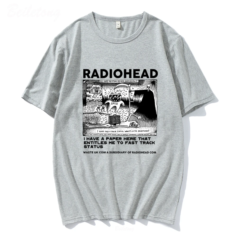 Radiohead T Shirt Men Vintage Classic Tees North America Tour Rock Boy Camisetas Hombre Hip Hop Unisex 100%Cotton Oversized Tops