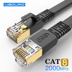 UGOURD Rj45 Cat 8 Ethernet Cable Flat Cat8 Network Cable LAN Internet 40Gbps 2000Mhz For Router Ps4 PC 0.5m - 5m 10m 15m 20m 30m