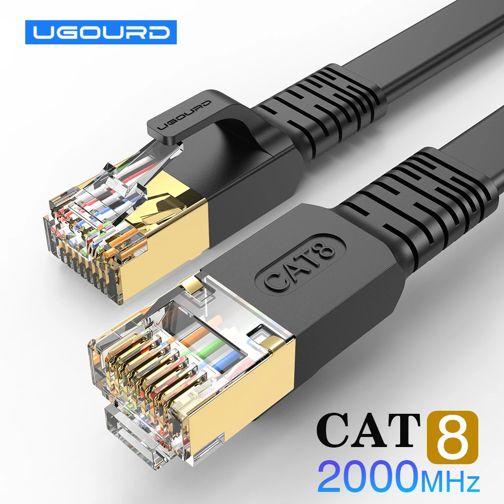 Rj45 Cat 8 Ethernet Cable Flat Cat8 Network Cable LAN Internet 40Gbps 2000Mhz For Router Ps4 PC Laptop 0.5m - 5m 10m 15m 20m 30m