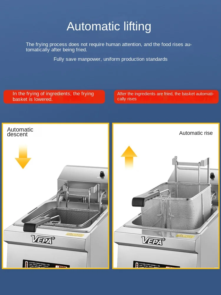 Xl elektrische Friteuse kommerzielle intelligente automatische Hebe pfanne Frittier pfanne 8l Einzylinder