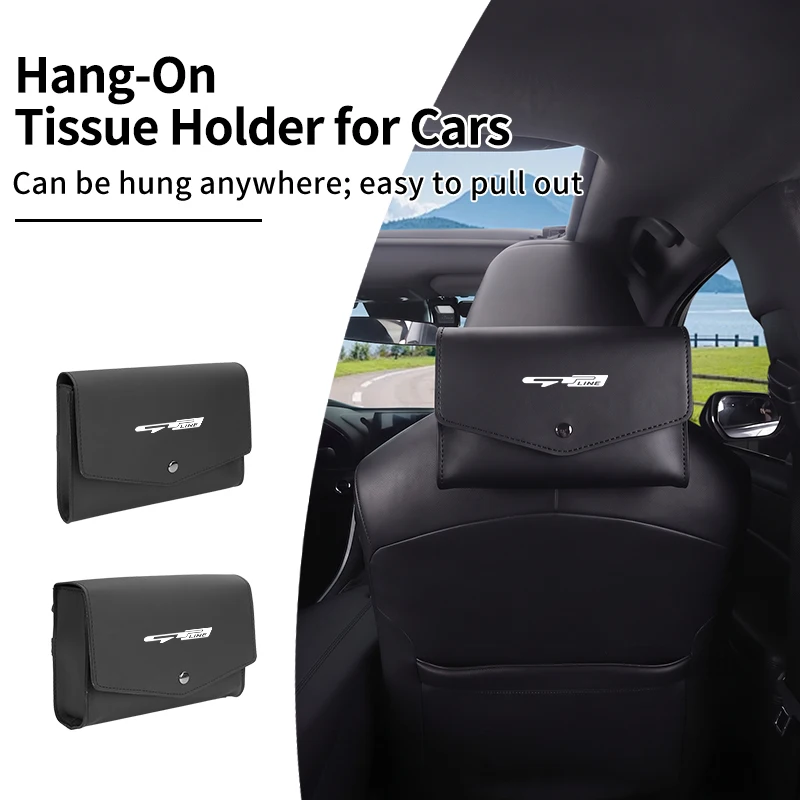 Leather Car Seat Back Tissue Box Sun Visor Tissue Box Holder For KIA GT Line Forte Seltos K5 Sportage Ceed Soul Cerato Sedona view 2