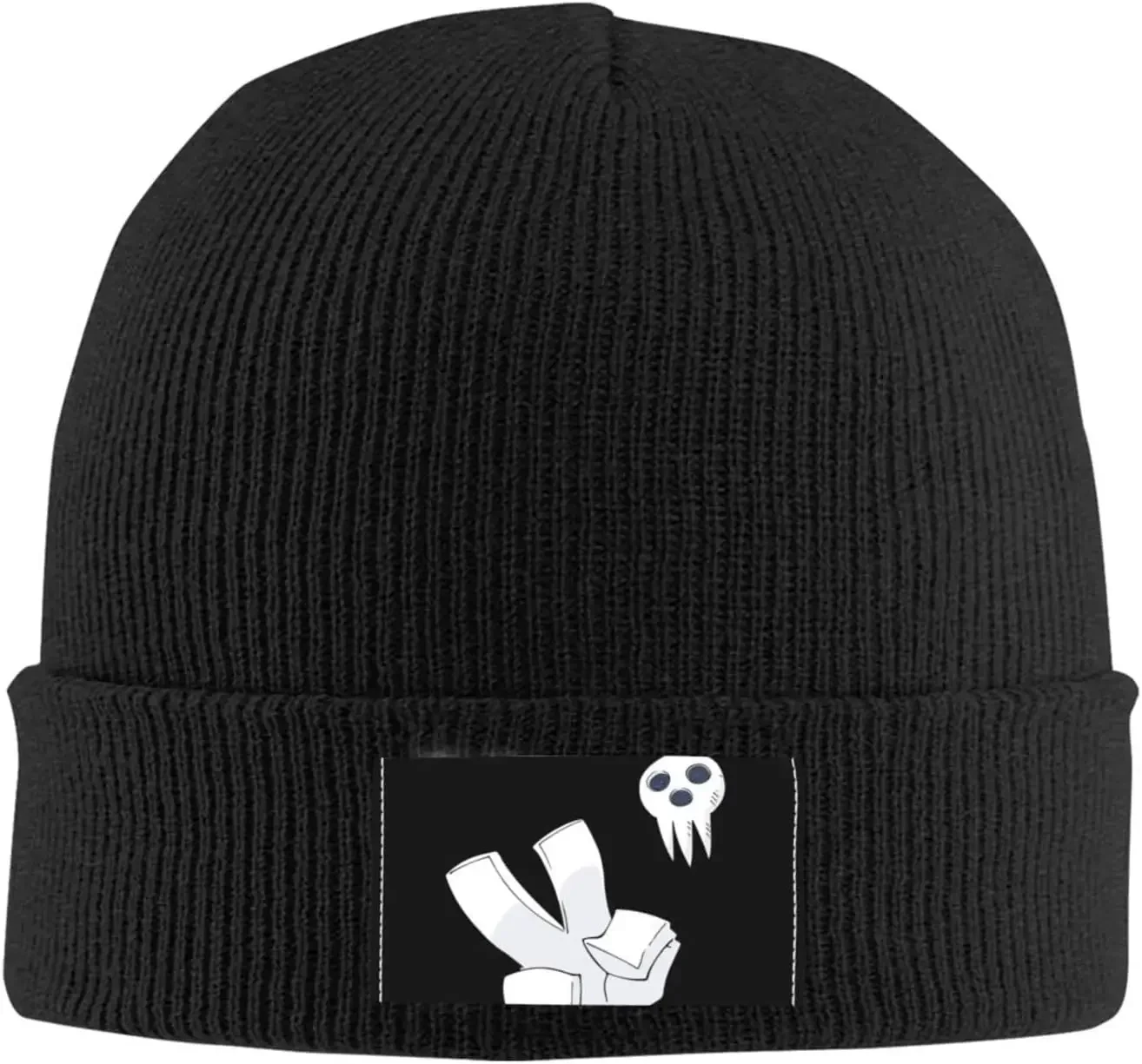 Soul Eater Knit Hat Winter Ski Warm Knitted Caps Plain Cuffed Beanie for Men Women Black