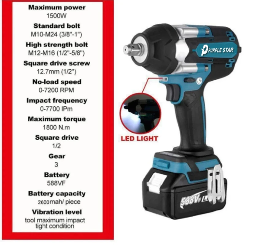 DTW700 18V Brushless Electric Wrench For Makita Cordless Drill Screwdriver Free Delivery Large Torque Power Tools Torque Wrench