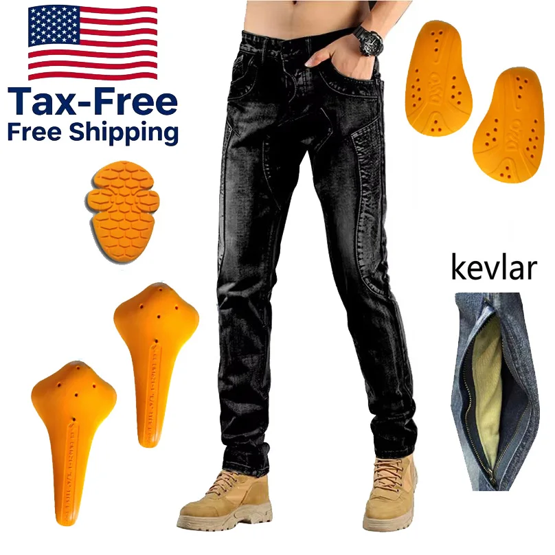 Kevlar Motorcycle Jeans Men Black Scooter Riding Pants Hi 036 Protection Racing Sports Autocycle Korea