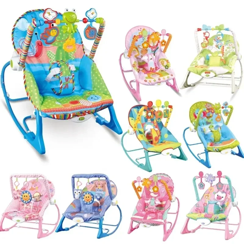 Baby Rocking Chair Cradle Swing Soothing Recliner Suitable for 0-1 Year Old Baby with Music Multi-functional Toys