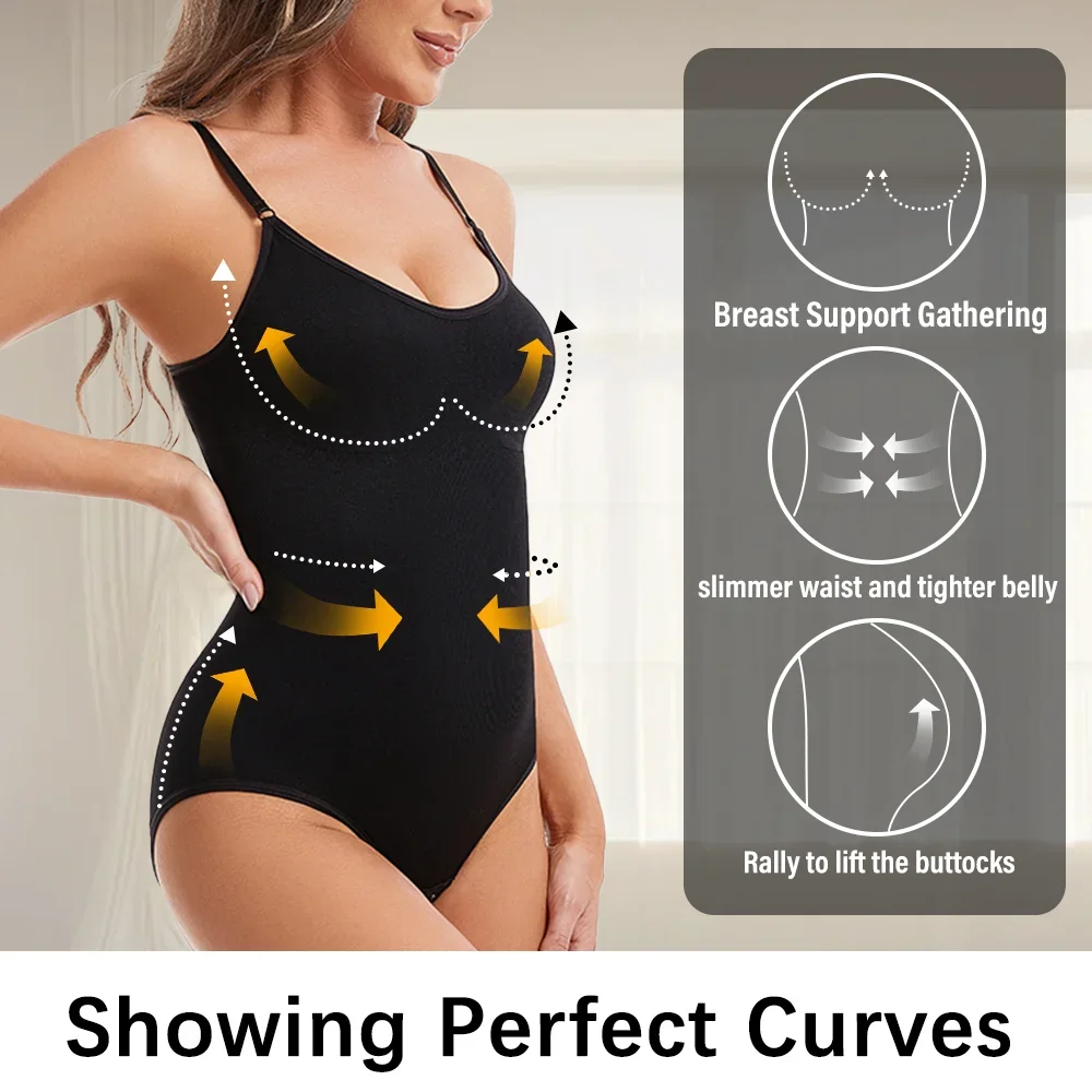 Women Classic Solid Color Shapewear Tight-fitting Suspension Hip Lift Tummy One-piece Set With Open Seam Waist Sculpting Briefs