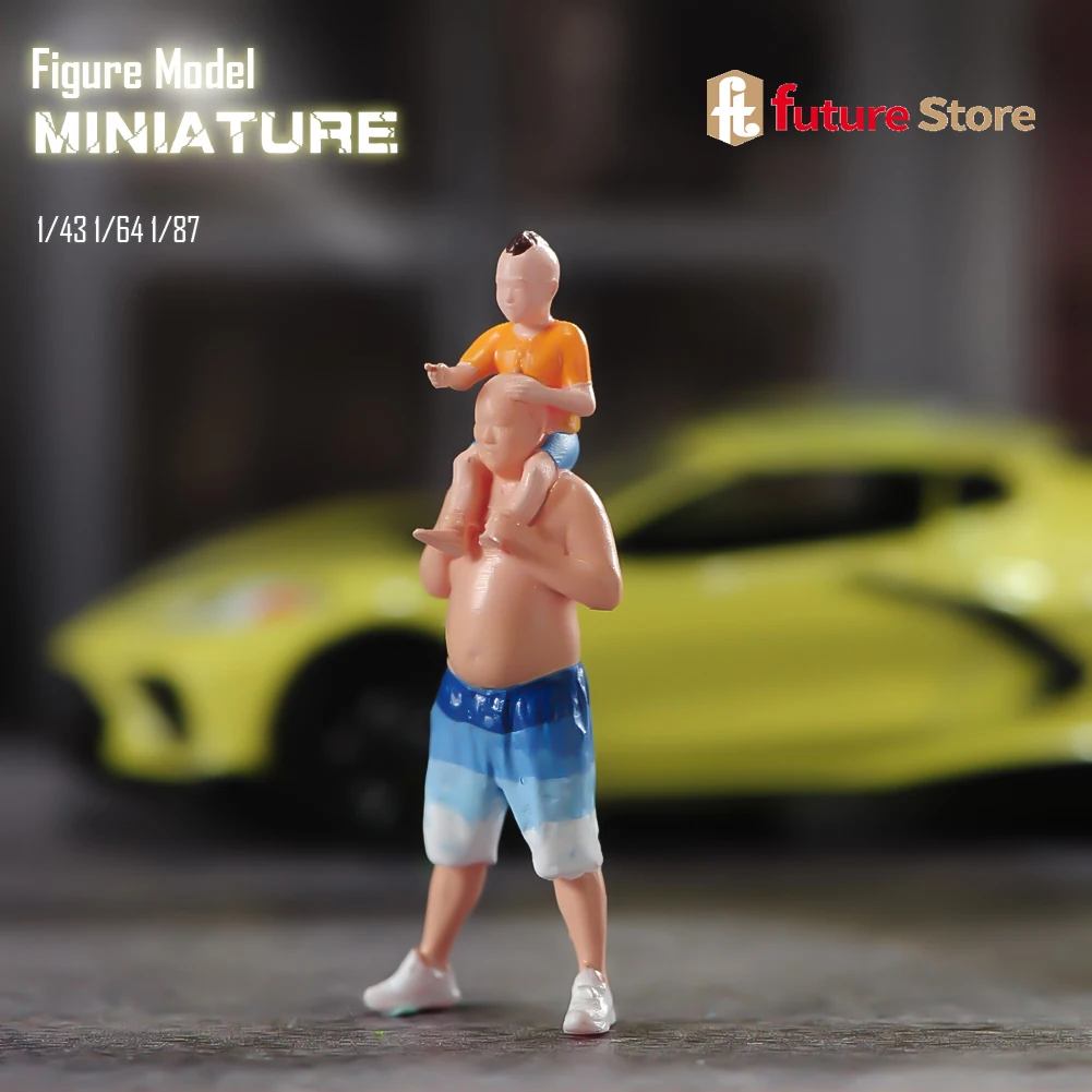 

Miniature Figure 1/87 1/64 1/43 1/24 1/18 Father Son Painted Diorama Model Creative Photography Cars Vehicles Toys