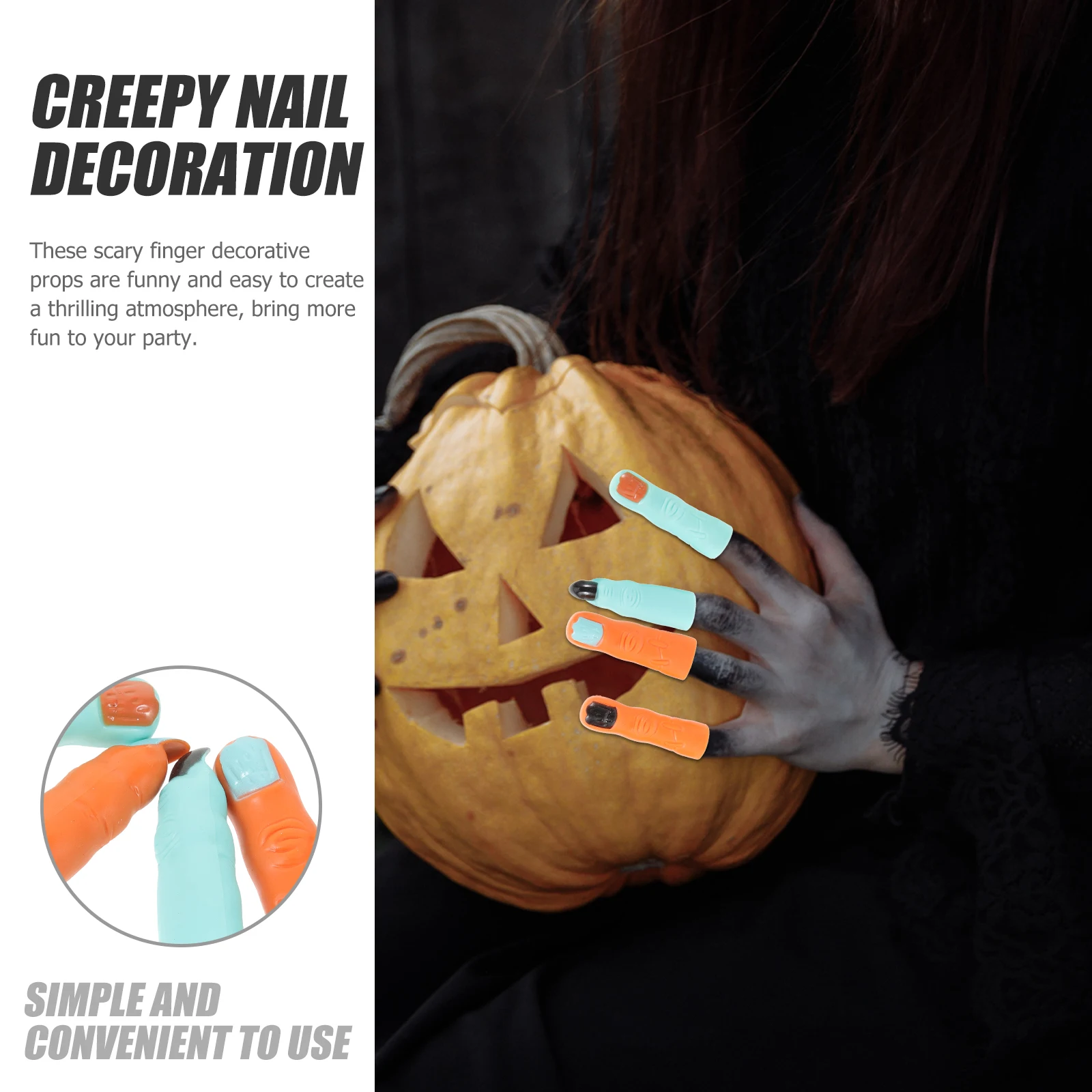 

10 шт., костюм зомби на Хэллоуин, когти, реквизит, накладные пальцы, реквизит для розыгрыша, шарнирное украшение, костюмы для маленьких рук