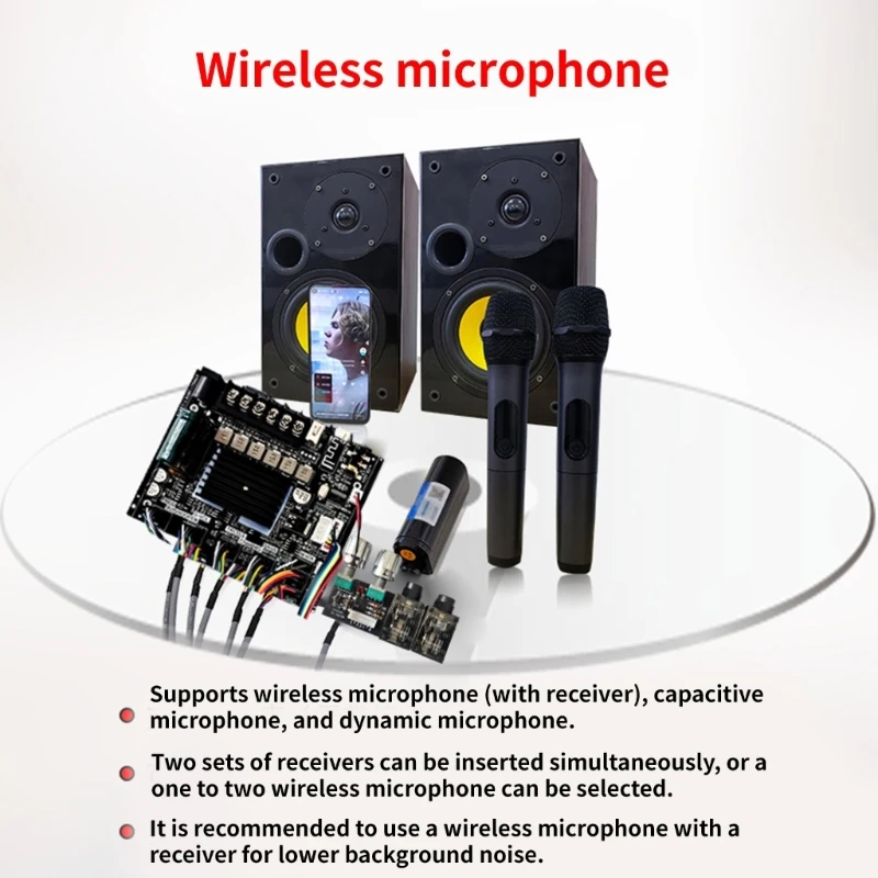 Microphone and Sound Module 2.1CH 2x50W+100W TPA3116D2x2 Wireless 5.0 Power Amplifier Board Powerful ZK-MT21HS DropShipping