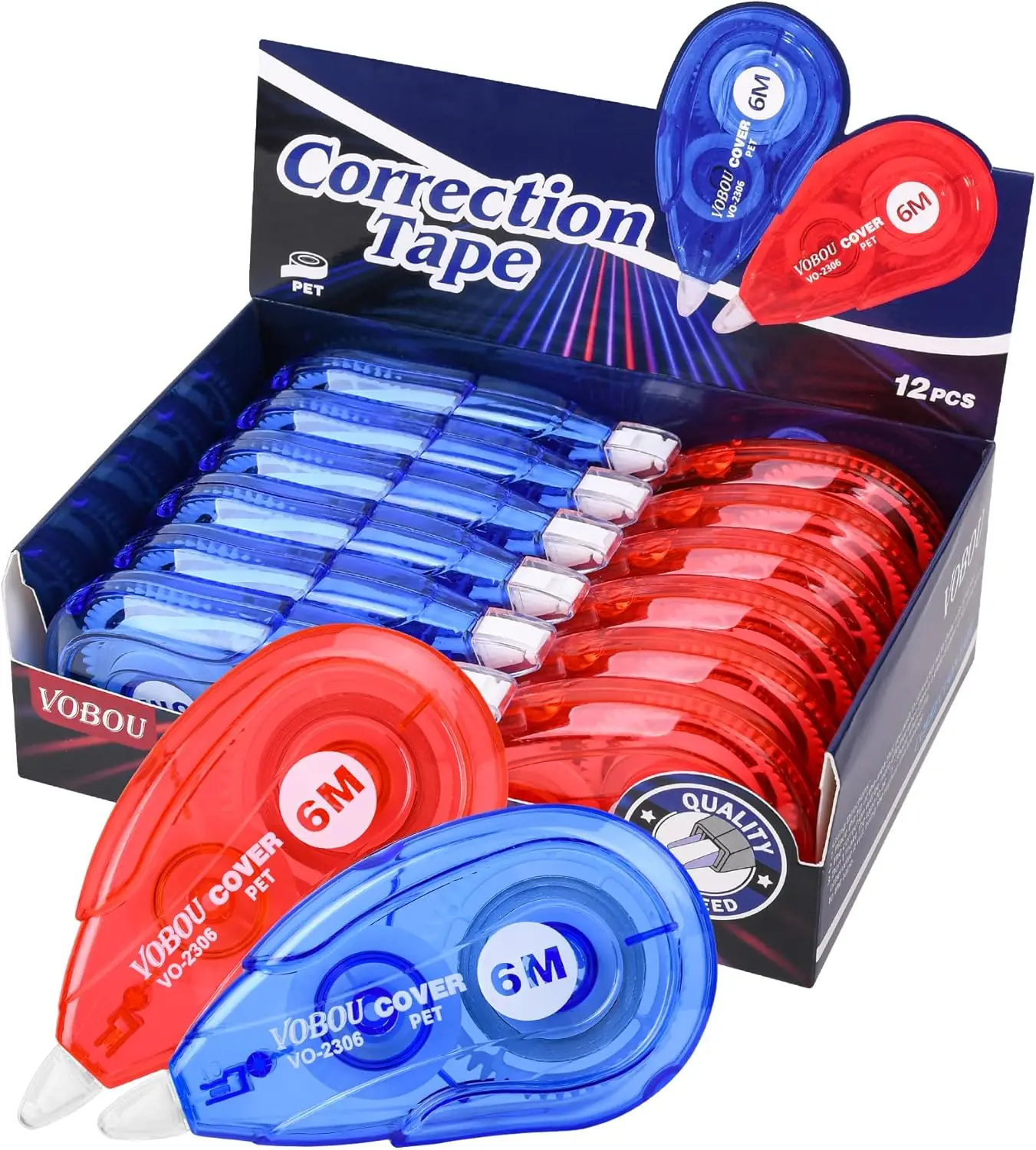 

Instant Correction Tape, 12-Pack, 6M Each, Mess-Free, Write Immediately, for School & Office