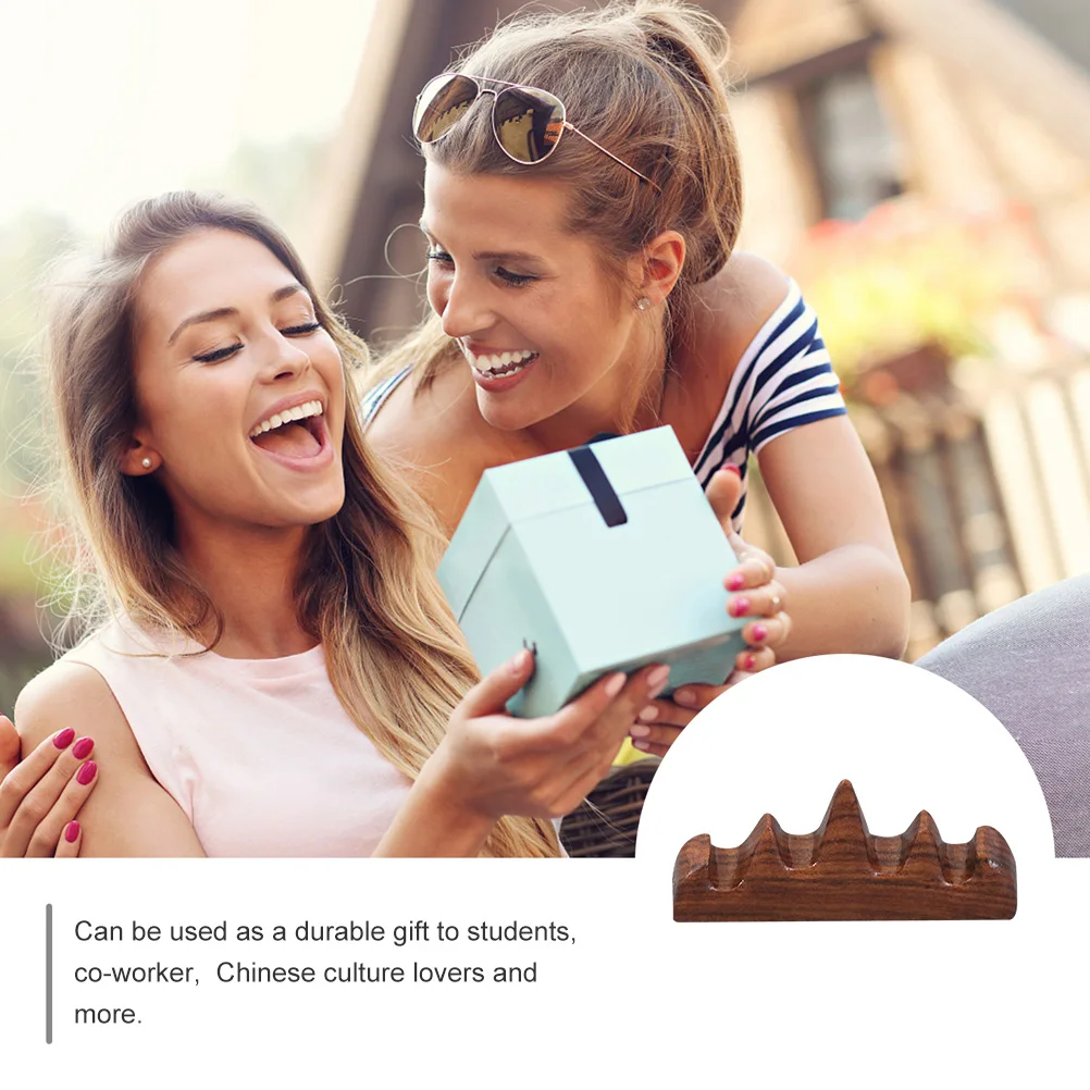 

Decorative Wooden Calligraphy Pen Holder Mountain Shape Sumi Writing Brush Support Chinese Brush Pen Holder