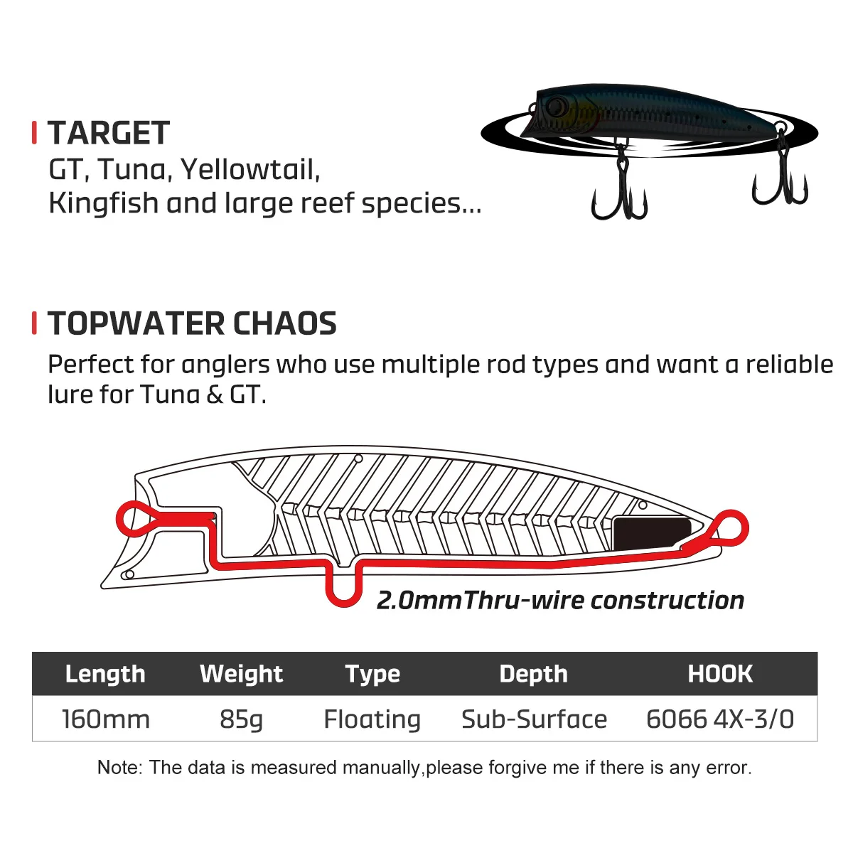 NOEBY Diavel Diving Popper flotante para GT y atún, agua salada - imagen 5