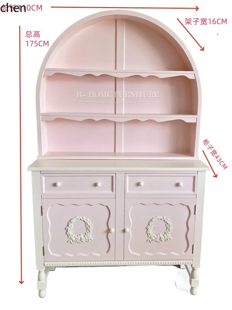 b7-17- Entryway Cabinet Solid Wood Sideboard Wall-Mounted Storage High Cabinet Dopamine Display Cabinet Lolita