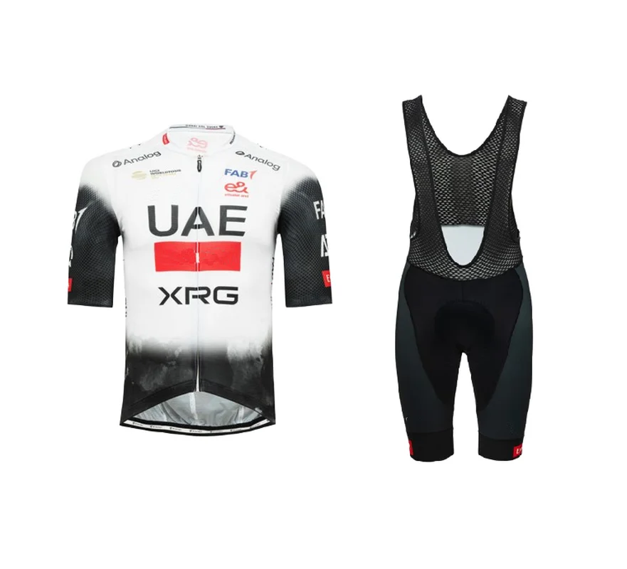 LASER CUT 2025 UAE XRG TEAM SHORT SLEEVE CYCLING JERSEY SUMMER CYCLING WEAR ROPA CICLISMO+BIB SHORTS