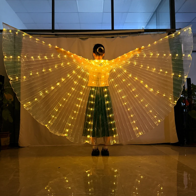 LED Belly Dance Fairy light wings Świecące jedwabne skrzydła motyla świecące taniec płaszcz ubrania dla kobiet dziewczyna kostium wydajności — zdjęcie 4