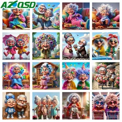 AZQSD Diamond Painting 5d Old Woman Cross Stitch Kits Mosaic Diamond Embroidery Portrait Cartoon Full Drill Home Decor