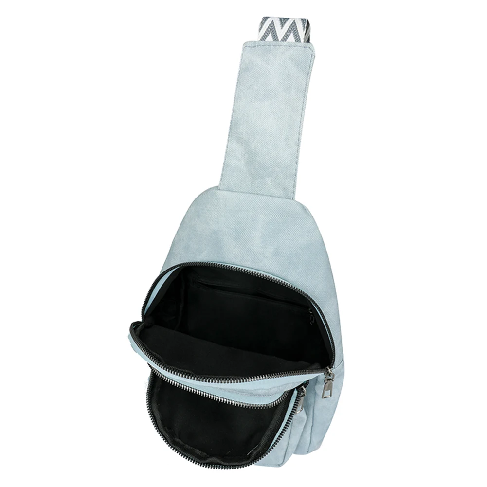

PU Leather Chest Bag Crossbody Sling Bag Adjustable Guitar Strap Travel Fanny Pack Multi-pockets Casual Waist Pack for Men Women