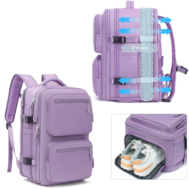 Expandable Business Travel Backpack Airline Approved Carry-On Bag with Shoe Compartment USB Charging Large Capacity Backpacks