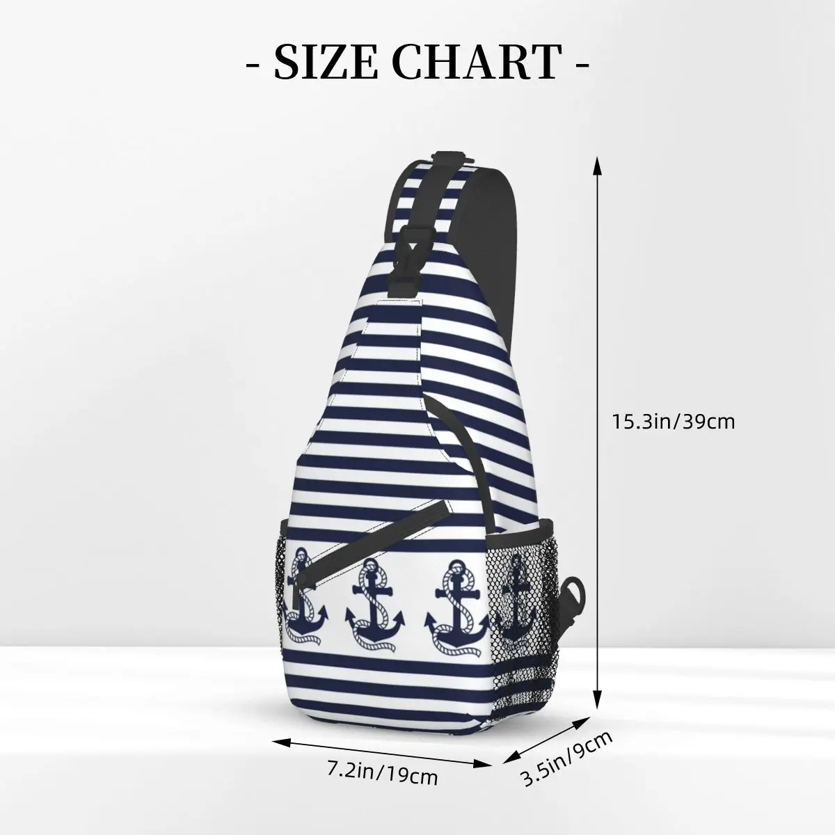 Strisce nautiche Anchor Small Sling Bags Chest Crossbody Shoulder Sling zaino Outdoor escursionismo Daypacks timone Sailing Marine