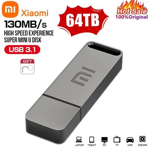 Xiaomi MIJIA 64TB Metallo U Disco USB 3.0 Trasferimento di file ad alta velocità Pen Drive impermeabile 16TB 2TB Memoria portatile Chiavetta USB