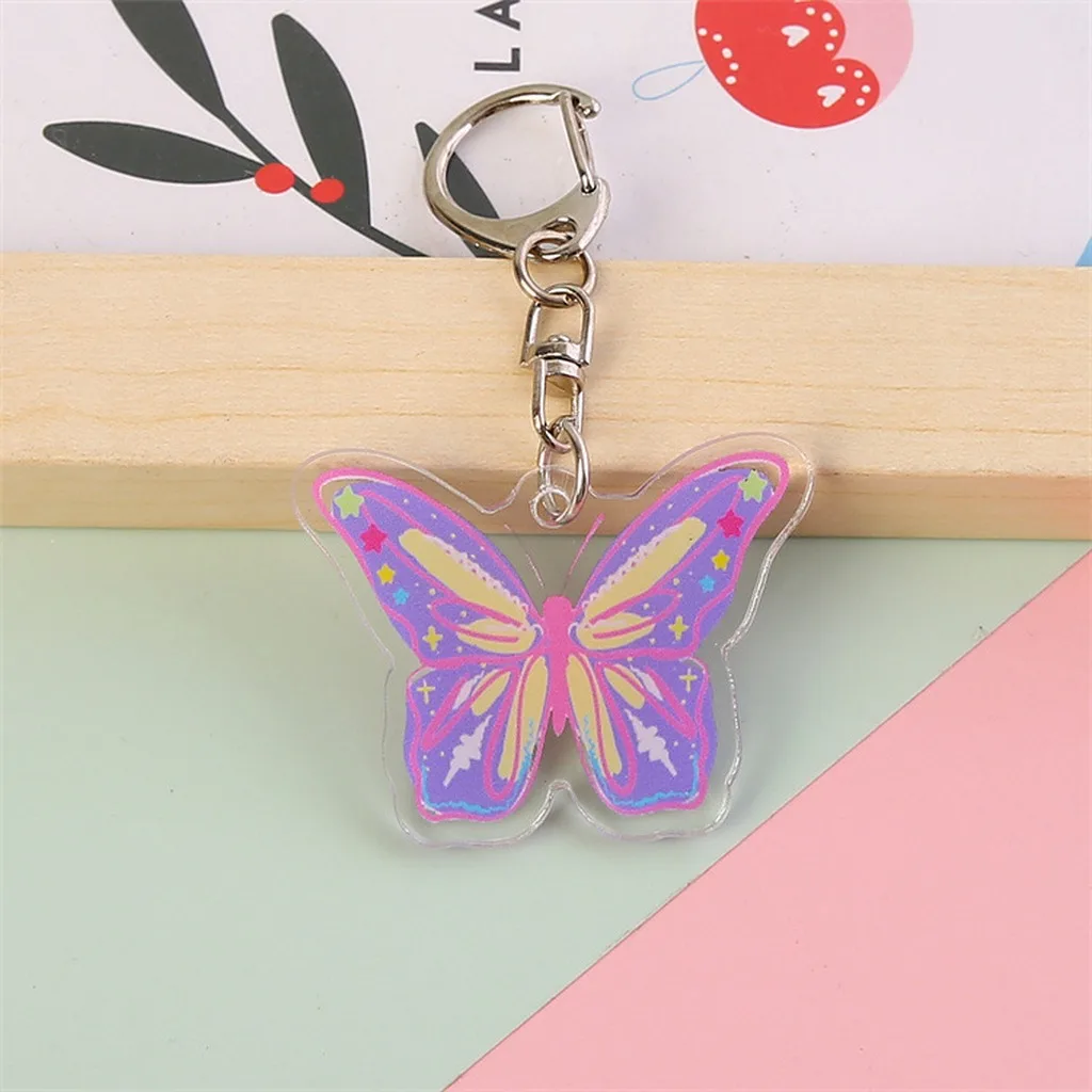 Butterfly Pendant Cartoon Acrylic Pendant Butterfly Key Ring Cute Acrylic Keychain For Friends Keys Family