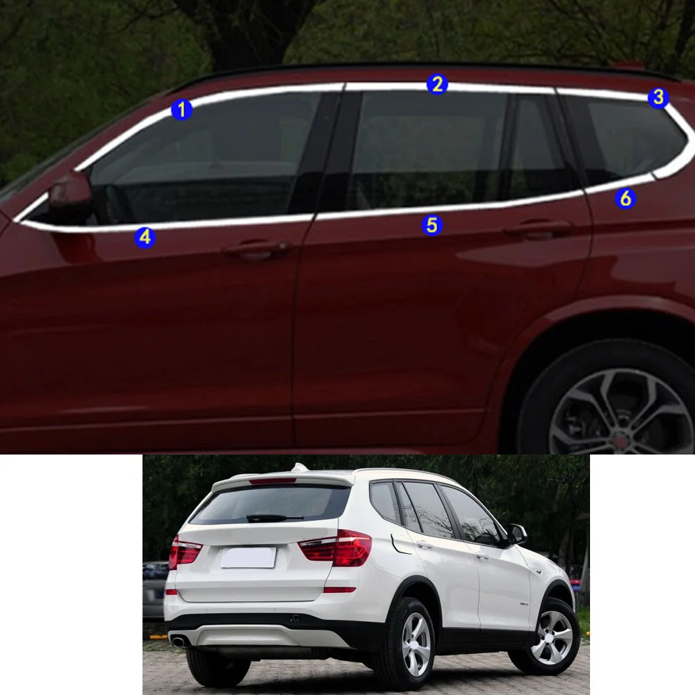 For BMW X3 sDrive xDrive 20i 28i 35i  2011 2012 2013 2014 2015 2016 2017 Sticker Garnish Pillar Window Middle Strip Trim Frame