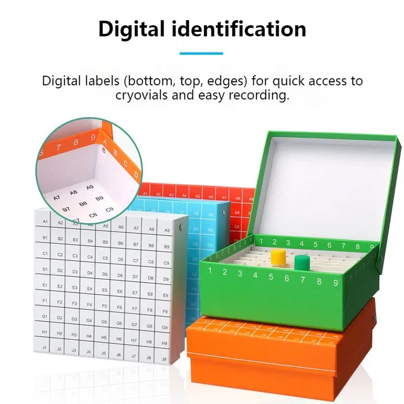 IKEME 1pcs Color Freezer Rack Tube Box Waterproof 1ml/1.5ml/2ml Ice Box Lab Cell Bacteria Virus DNA Cryovial Freezer Box With ID