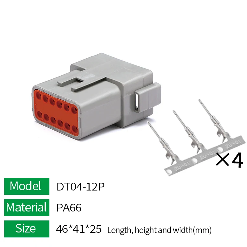 Deutsch DT 12P 12Pin 22-16AWG Waterproof Automobile Wire Connector Plug DT06-12S DT04-12P Male and Female Heads Socket Terminal