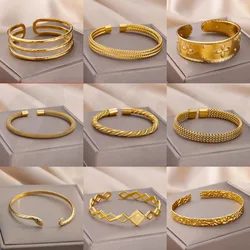Stainless Steel Bangles Bracelet for Women Gold Plated Luxury Bracelets Femme Trend Jewelry pulseras mujer bijoux