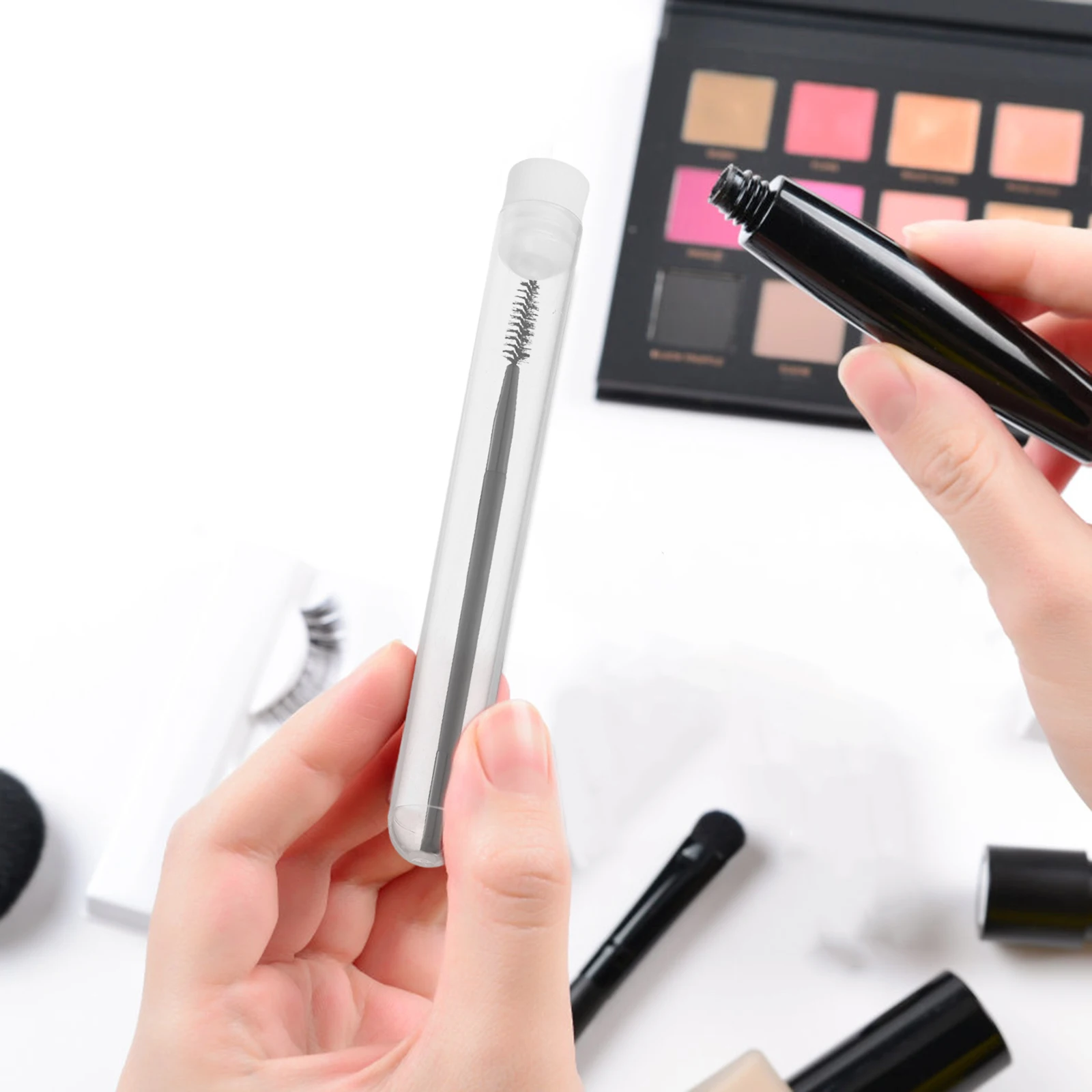 15 個の透明なプラスチック試験管まつげブラシホルダーケース旅行用収納オーガナイザー透明キャップ密封容器マスカラ