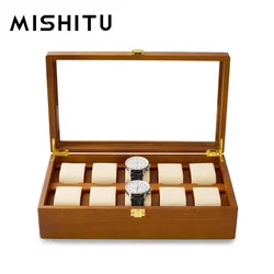 MISHITU Solid Wood Watchs Storage Box Jewelry Box for Watch Bracelets Premium Jewelry Storage Organizer Case Watch Display Boxes