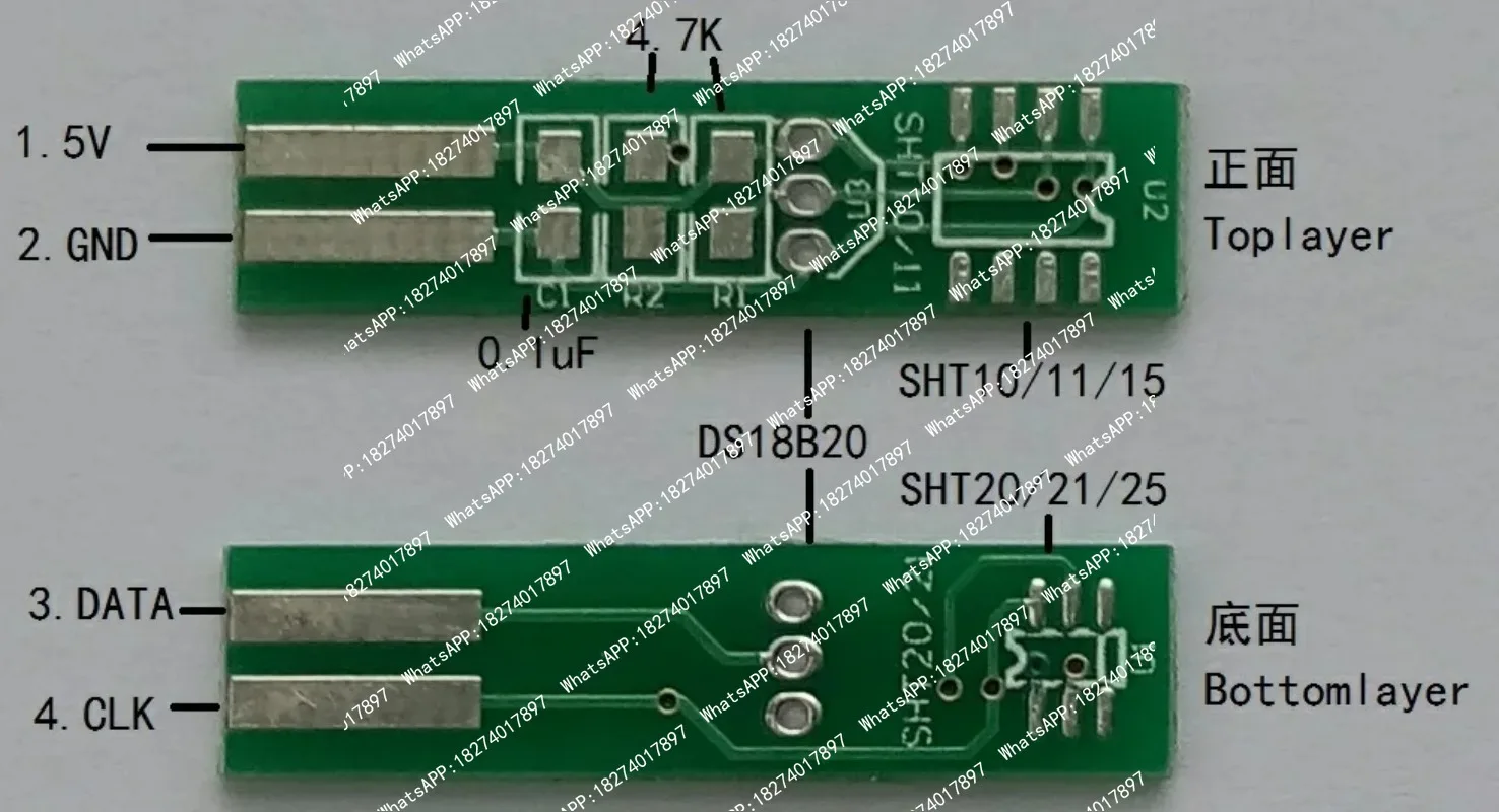 20pcs SHT10 SHT11 SHT15 SHT20 SHT21 SHT25 DS18B20 Mini PCB Bare Board Welding Plate Temperature&Humidity Sensor Three-in-one PCB