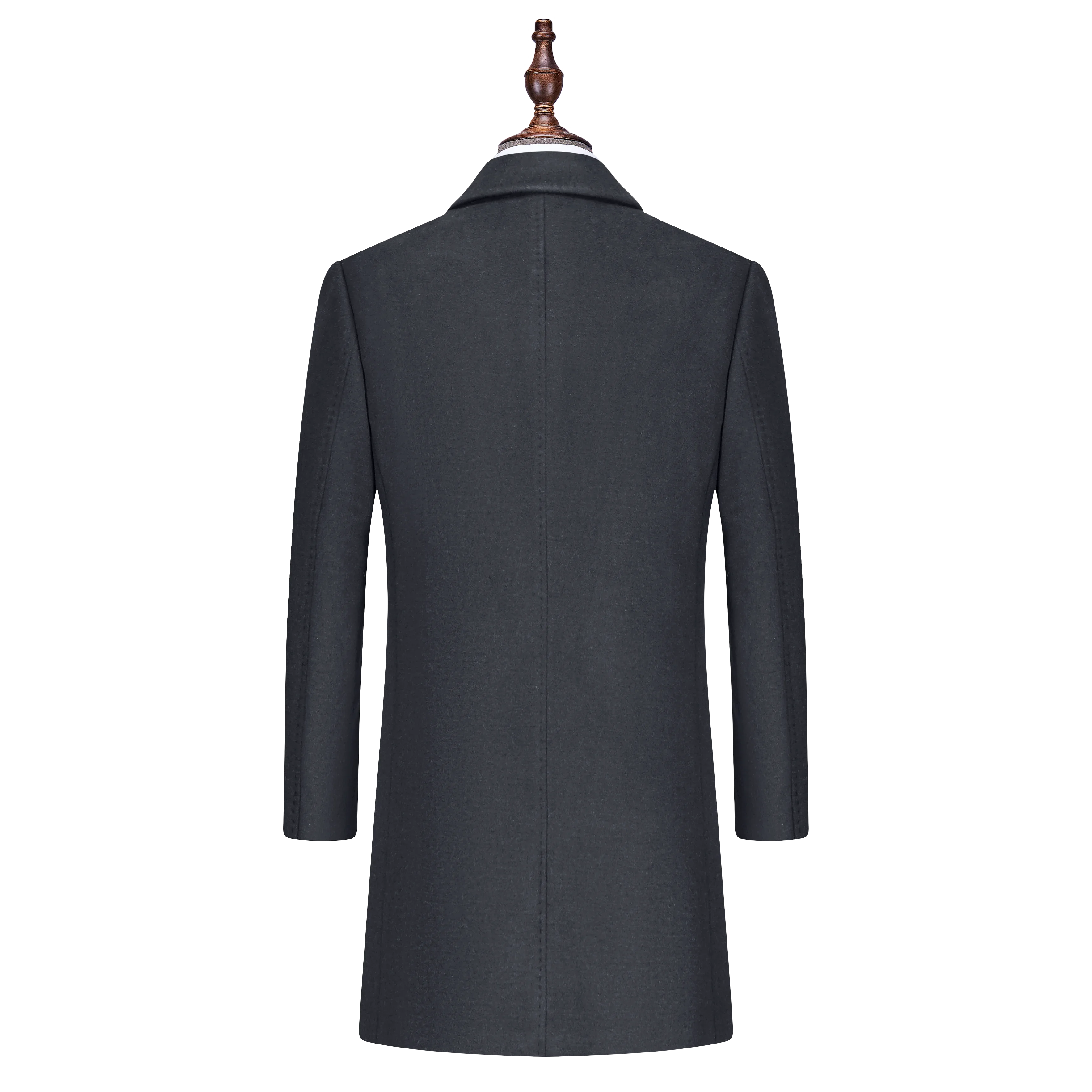 Men's Coat Men's Medium Length Wool Coat Navy Blue Wool Overcoat for Men