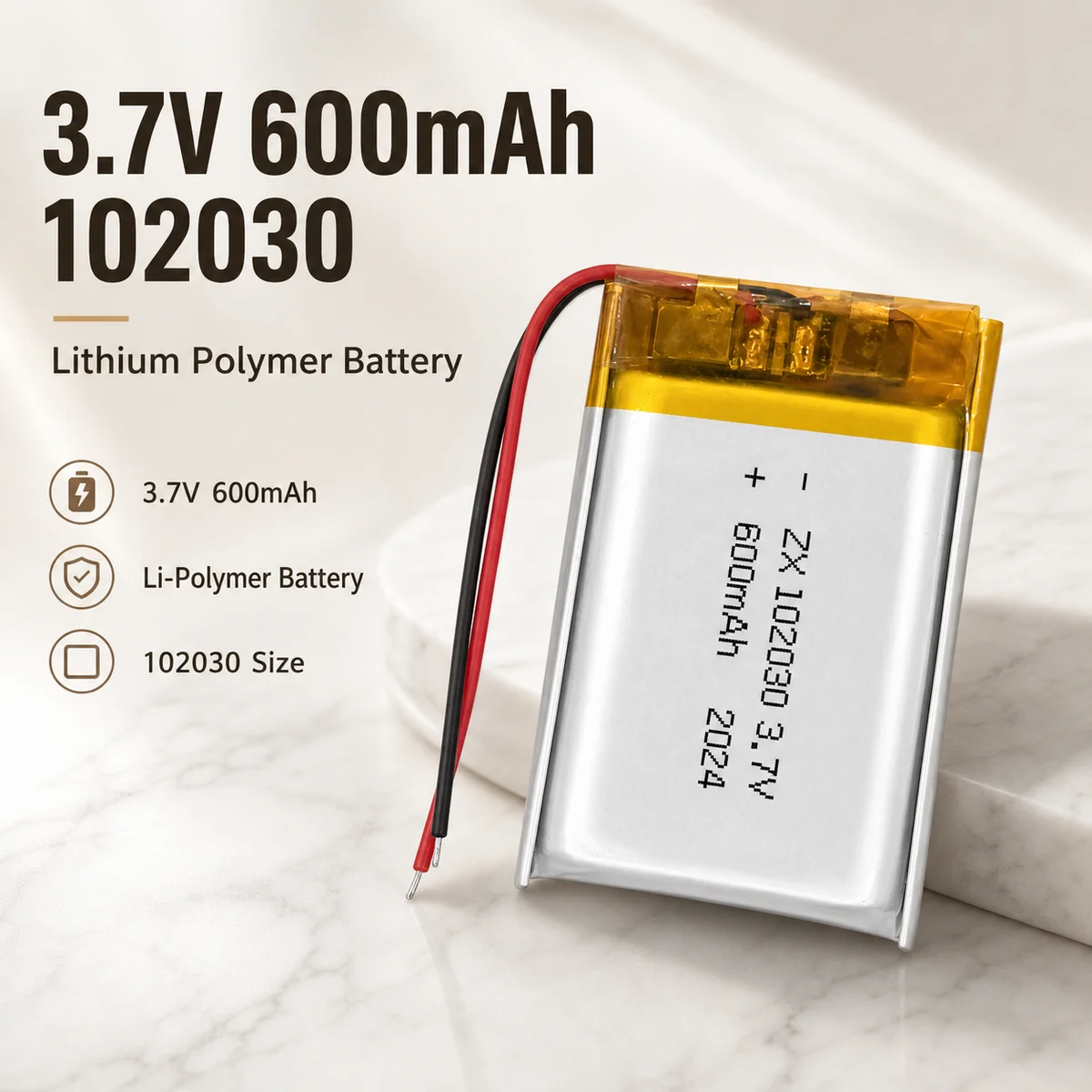 Rechargeable 102030 LiPo Battery 3.7V 600mAh Lithium Polymer Battery for MP3 Player Reader Bracelet Scanner Device
