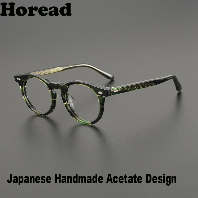 Japanese Handmade Round Acetate Glasses Frame Men Women Fashion Vintage Eyeglasses Eyewear Gafas