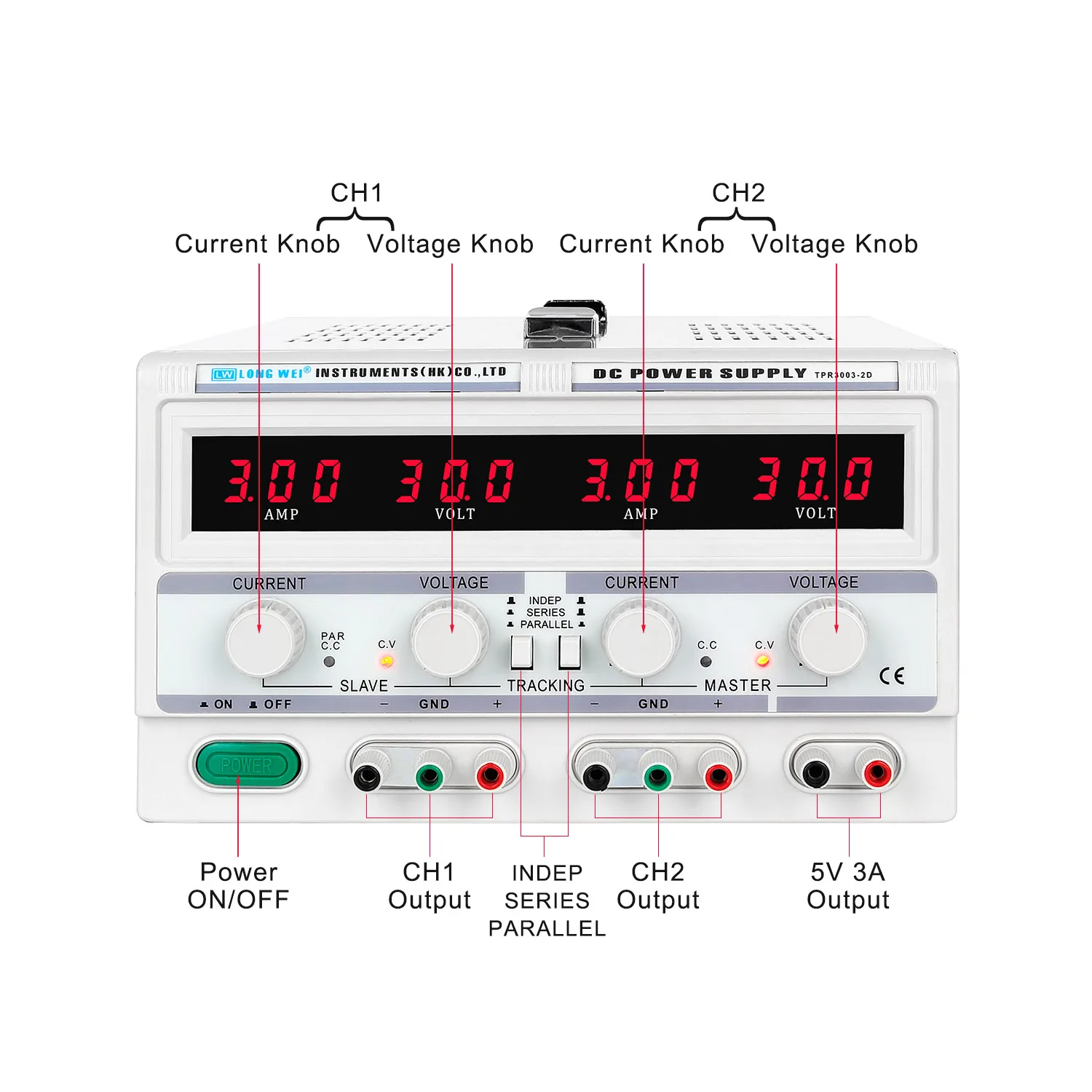 TPR-3003-2D 30V 3a Dual Channel Output Variabele Regelbare Gereguleerde Dc Voeding