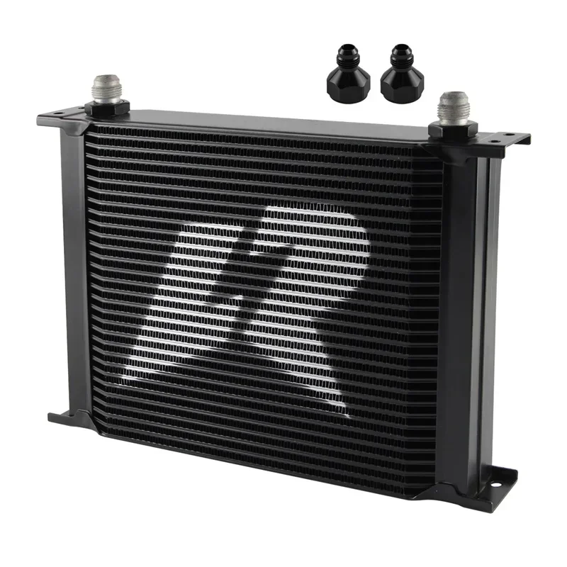 Universal LR 30 Row AN8 Stacked Plate Oil Cooler AN6 Adapter Transmission Engine Aluminium Radiator 248MM 3/4