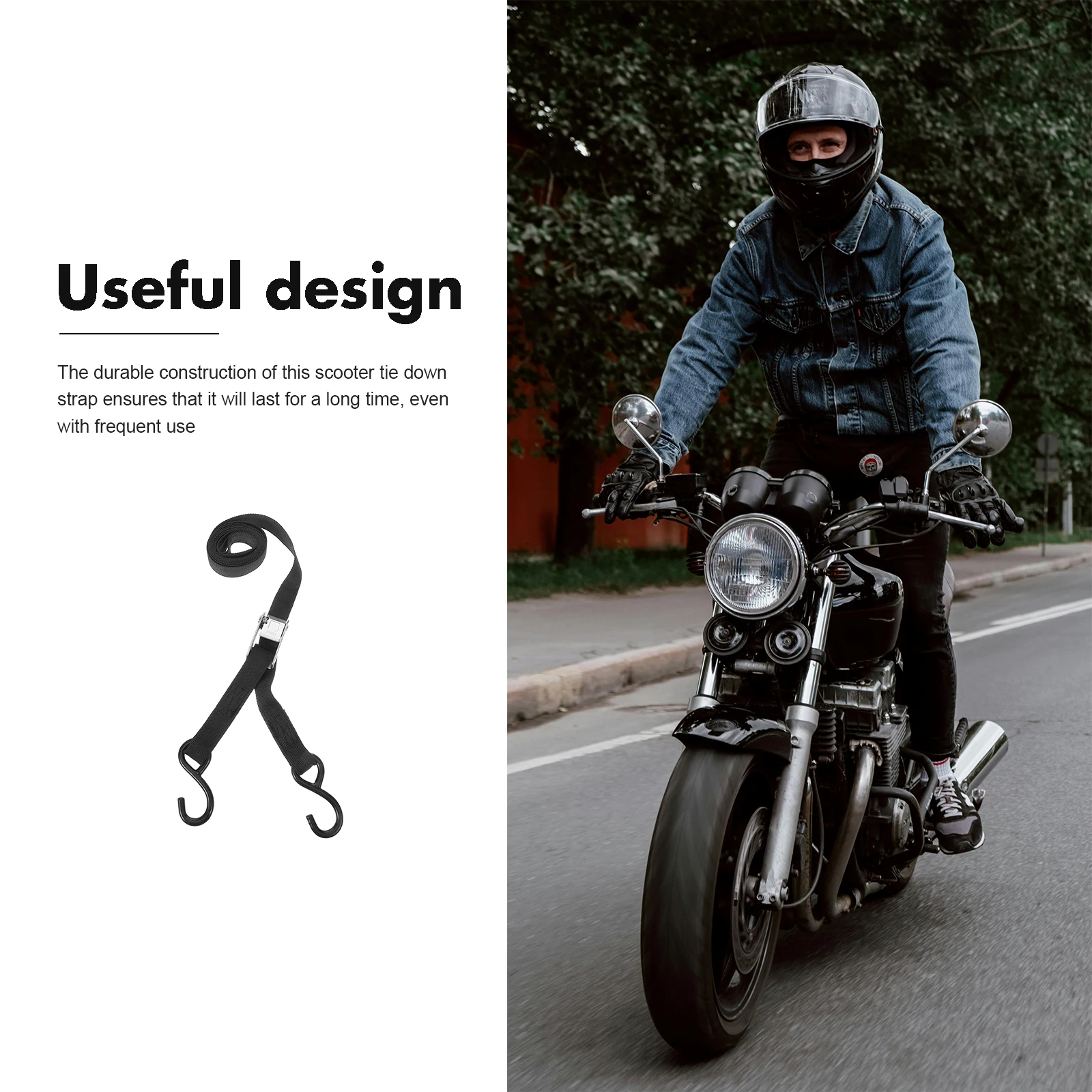 

2Pcs 2M Black Tie Down Straps Polyester Motorcycle Electric Bike Luggage Binding Ropes Heavy Duty Tightener Hooks Car
