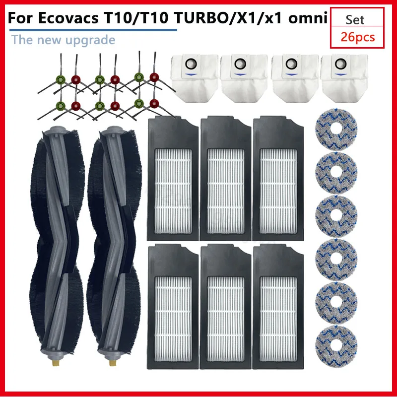 Für ecovacs deebot t10 x1 t10 turbo x1 omni ersatzteile staubsauger hauptseiten bürste hepa filter staubbeutel lappen haushalts geräte