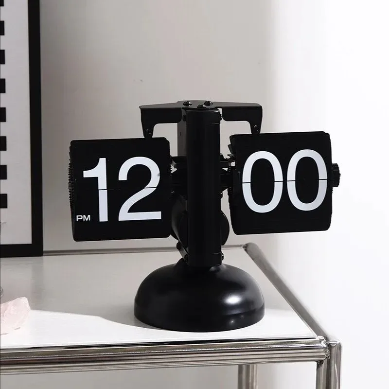 Household Minimalist Portable Automatic Page Turning Clock Retro Nordic Style Desktop Mechanical Page Turning Clock