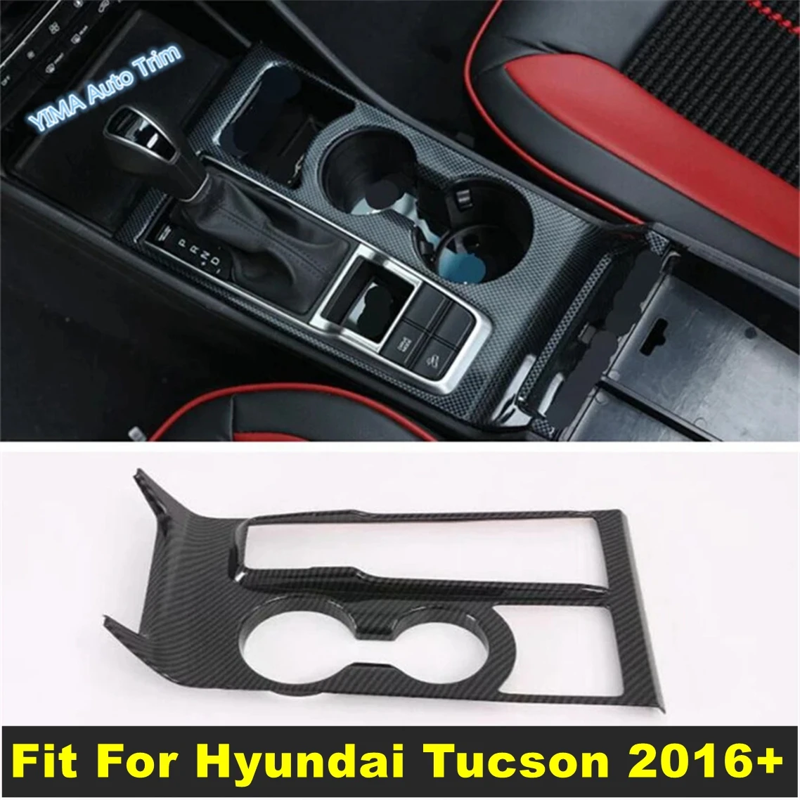 

Car Stalls Gear Shift Gearshift Box Frame Cover Trim Fit For Hyundai Tucson 2016 - 2020 ABS Carbon Fiber Interior Accessories