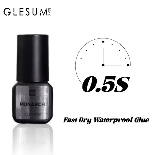 Pegamento para pestañas Glesum Master Level, adhesivo seco de 0,8 s, resistente al aceite y al agua, tiempo de retención, adhesivo Flexible para pestañas de 12 semanas