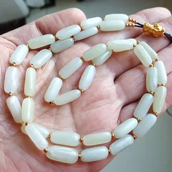 White Wholesale Old Materials Hetian Jade Beads Pendant Lanyard Accessories
