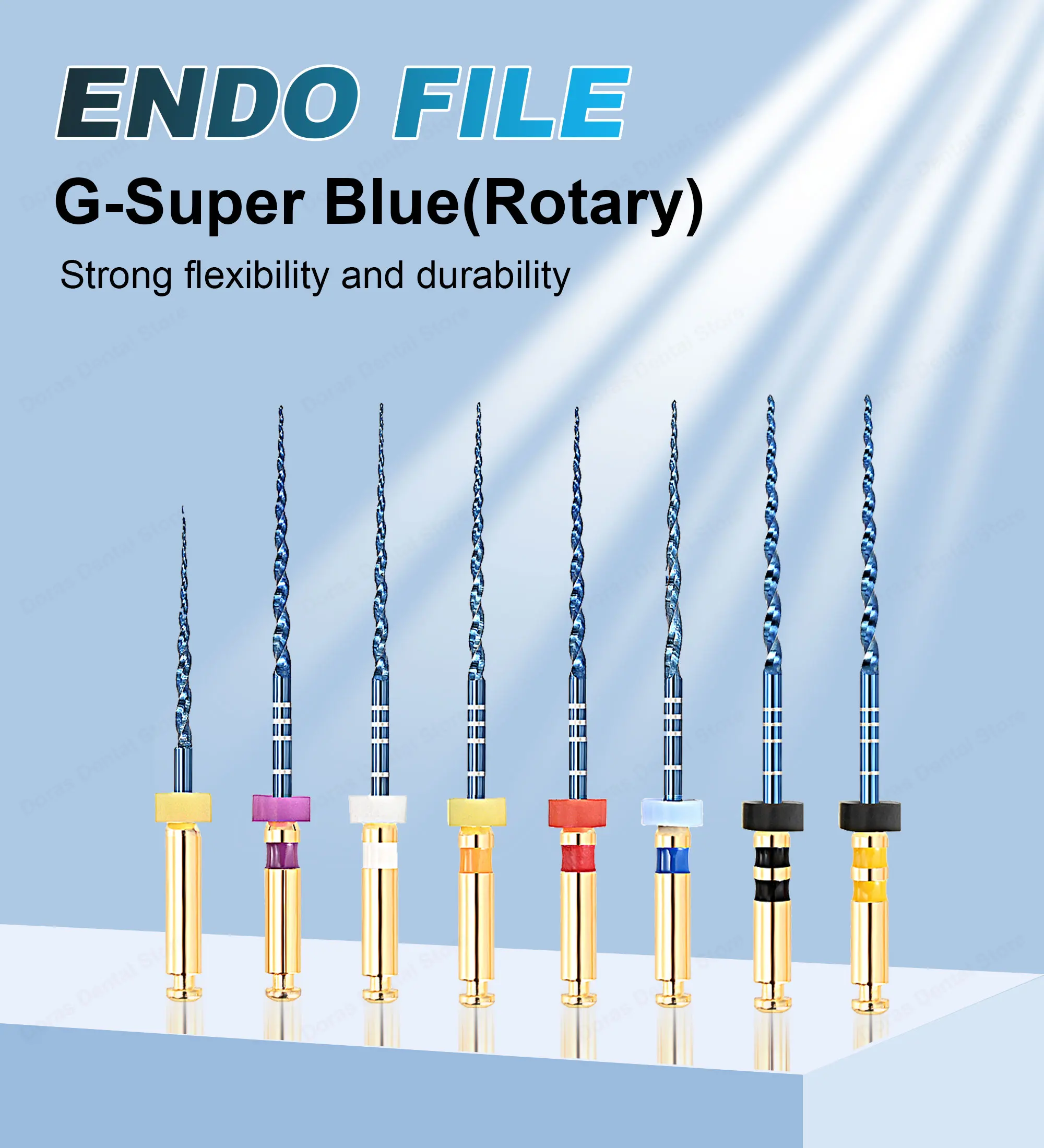 Nickel Titanium Root Canal Dental 02 04 06 Taper Endo Files Blue Dental Rotary Files Use for Root Canal Cleaning Heat Activation