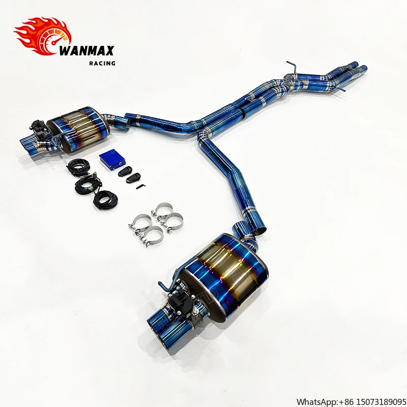 For  RS6 RS7 C7 Platform Valved Exhaust System, Titanium with Burnt Blue Enhanced Performance & Sound Fast Shipping