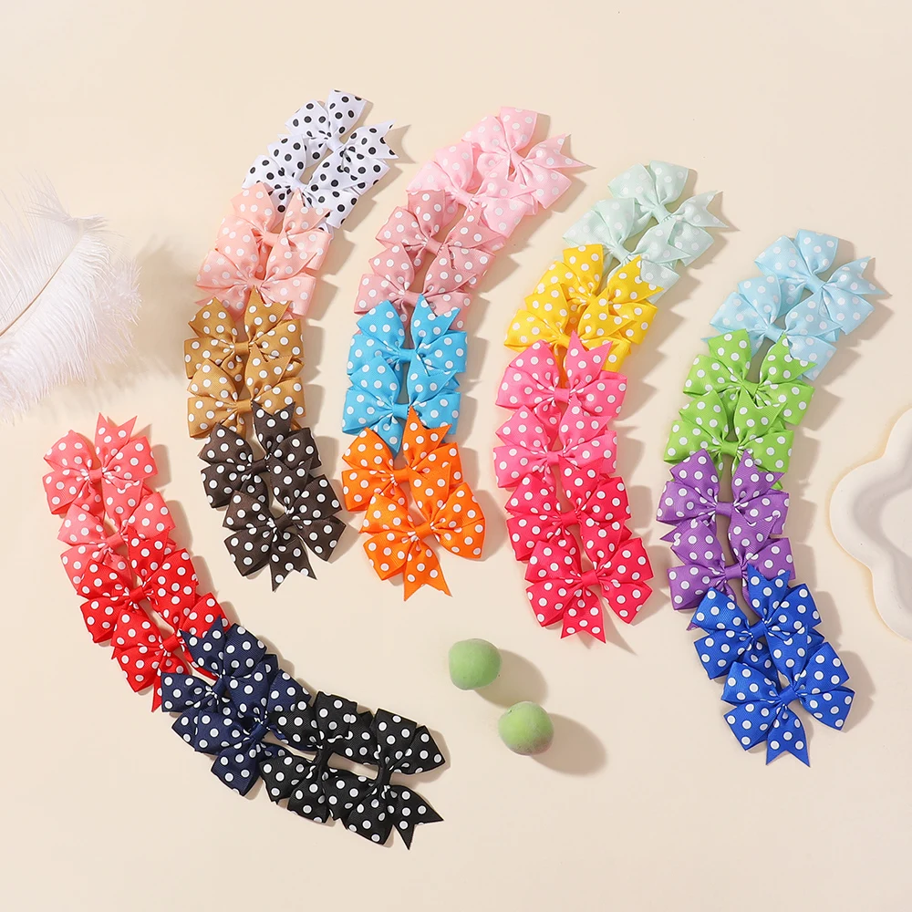 

1PCS 3'' Colorful Dot Bowknot Hair Clip for Baby Girl Princess Polka Dot Grosgrain Ribbon Boutique Style Headwear Hair Accessory