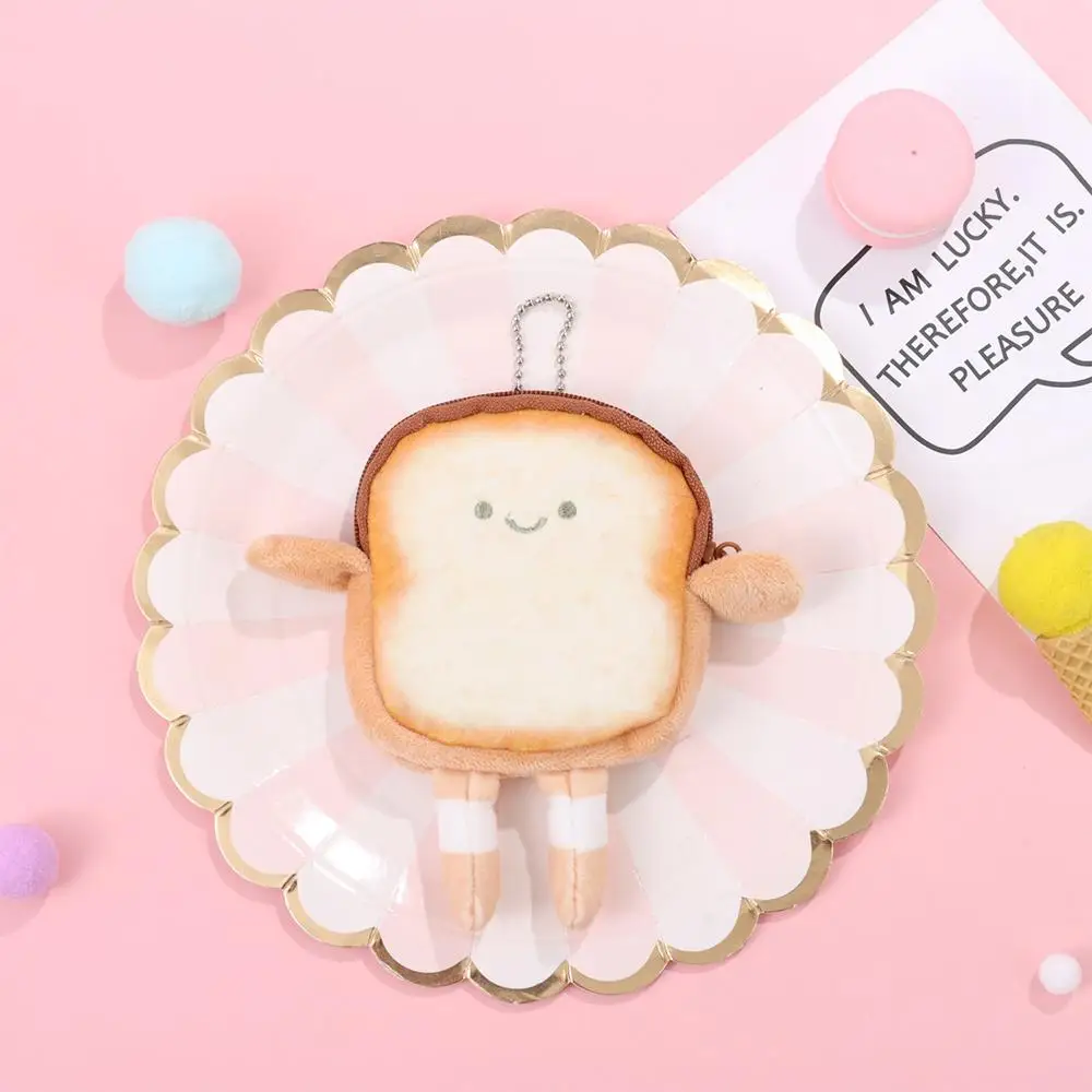 Cute Cartoon Toast Coin Purse Bread Lightweight Coin Key Bag Portable Mini Makeup Bag Girl