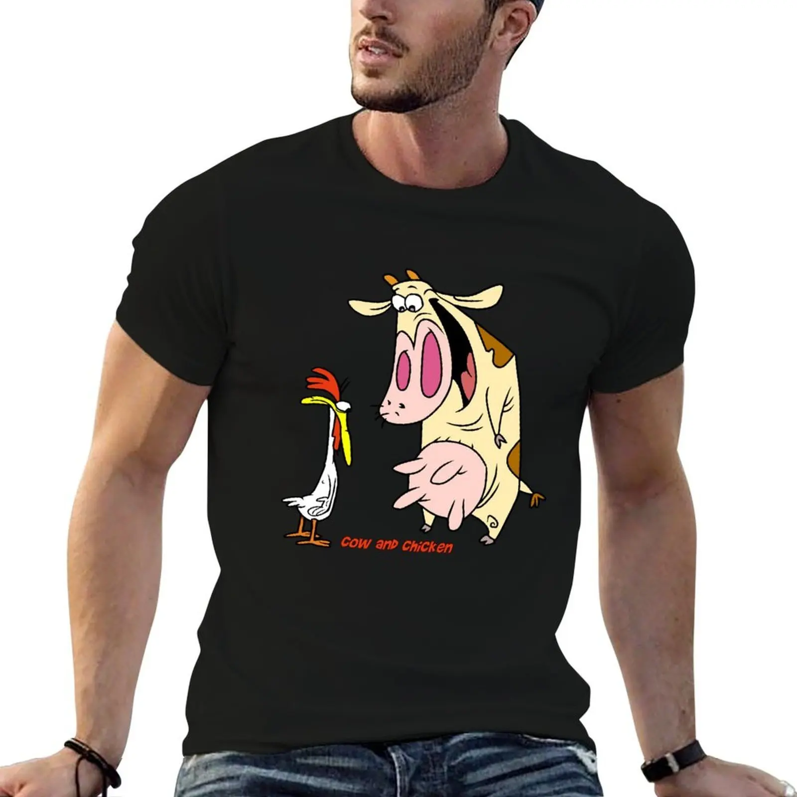 Cow and Chicken T-Shirt blanks funny meme t-shirts heavy weight t shirts for men